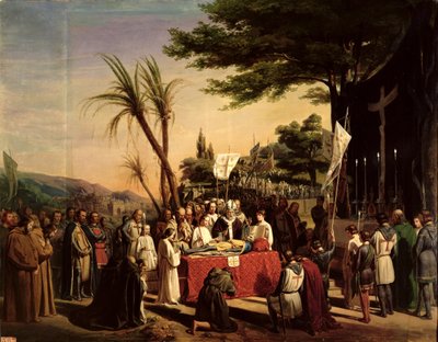 Begräbnis von Gottfried von Bouillon (um 1060-1100) in Jerusalem, 23. Juli 1100, 1838 von Edouard Cibot